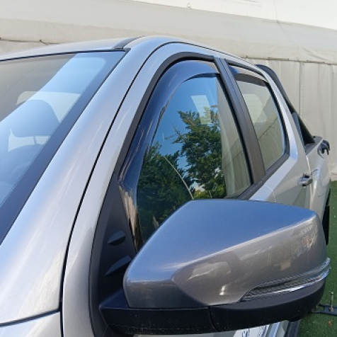 Wind deflectors for front and rear doors